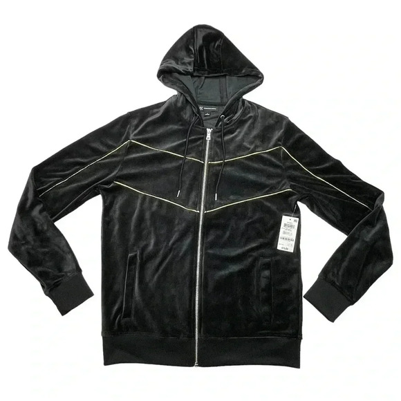 International Concepts Skip Sport Deep Black Velour Classic Fit Mens Jacket - Picture 4 of 12